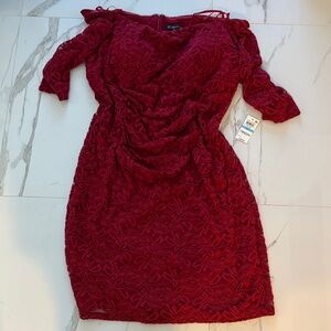 Valentine’s Dress! INC New w Tags Plus 20w Ruched RED LACE DRESS